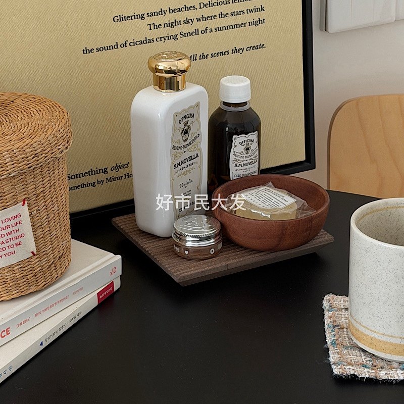 好市民大发 日式复古vintage实木棱面造型隔热置物茶托茶盘托盘新,家居饰品,香薰托盘,淘宝优惠券,粉丝福利购,淘宝优惠卷