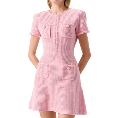 HEART高品质欧美夏季新款时尚品质针织钉珠修身显瘦A字连衣裙女