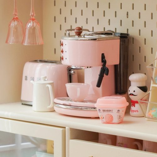 玩具】咖啡机/半自动家用电器/德隆复古 6分娃屋摆件迷你微缩模型