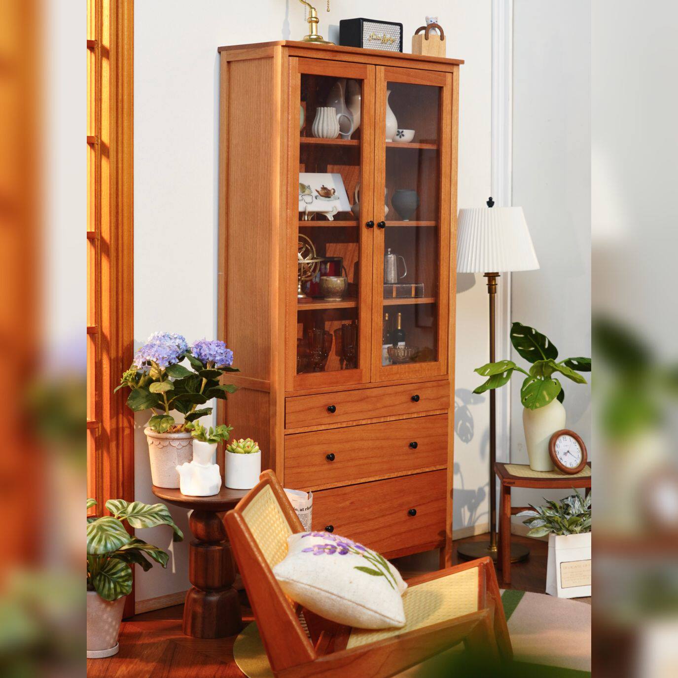 玩具】双开门展示柜书架/简易储物柜/家用书柜 6分迷你模型娃娃屋图片