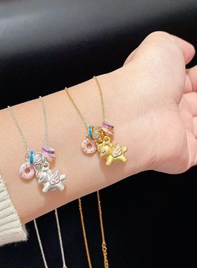 s925纯银珐琅甜梦独角兽项链女吊坠高级感轻奢风马卡龙可爱锁骨