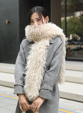 新款仿滩羊毛围脖女版时尚披肩秋冬季轻奢百搭毛绒围脖气质毛领