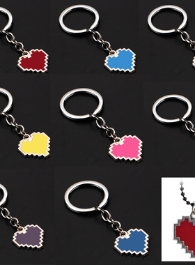 传说之下周边决心灵魂像素红色蓝色绿心形吊坠项链钥匙扣 包挂件