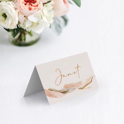 森系香槟色婚礼订婚姓名卡席位卡