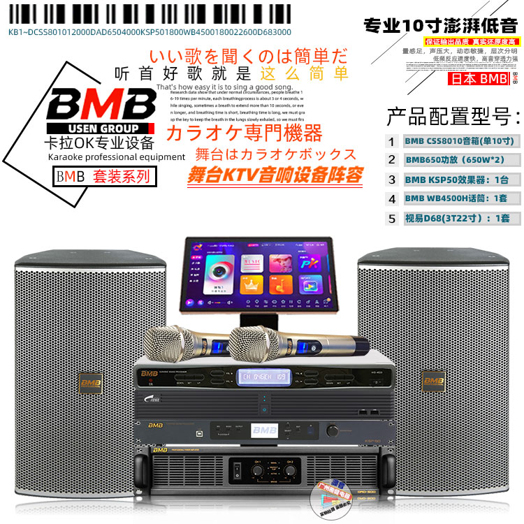 BMB专业舞台演出音箱套装家庭KTV娱乐全频大功率CSS8010音箱套装