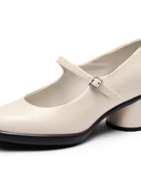 ECCO爱步女鞋 新款复古气质百搭玛丽珍鞋粗跟单鞋 雕塑奢华222503