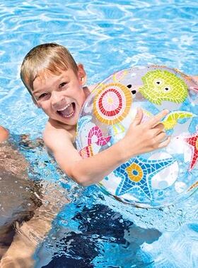 原装INTEX流行沙滩球海滩球充气手球水球59040未充气直径51CM