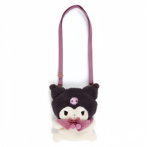 日本三丽鸥正版一字马库洛米毛绒公仔斜挎包女单肩背手机包kuromi