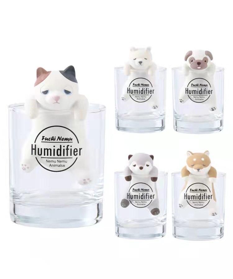 现货日本Fuchi Nemu水杯缘子陶瓷自然气化加湿器比格柴犬泰迪摆件