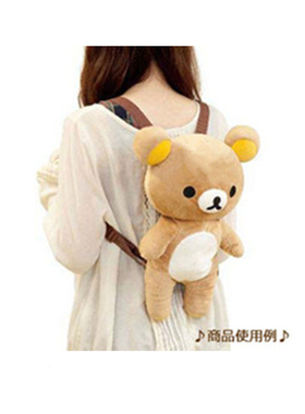rilakkuma日本正版轻松熊毛绒公仔双肩背包可爱女轻松小熊书包萌