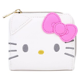 日本三丽鸥凯蒂猫hellokitty皮质折叠拉链零钱包可爱女生卡包便携