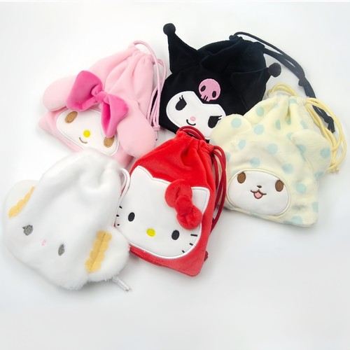 三丽鸥正版库洛米美乐蒂小麦云毛毯熊hellokitty束口袋杂物化妆包