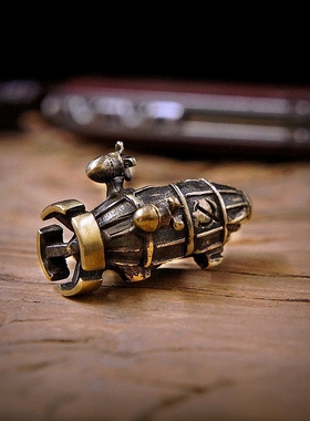 原创手雕作品红色警戒基洛夫飞艇刀坠 EDC挂坠 手工DIY伞绳吊坠