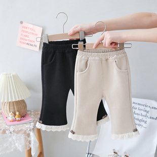 女宝宝加绒加厚休闲裤 童装 婴儿棉裤 女童蝴蝶结灯芯绒喇叭裤 子 冬装