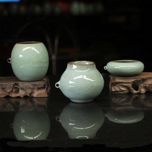 龙泉哥窑青瓷鸟笼配件鸟碗陶瓷鸟食罐鸟食缸画眉鸟杯虫杯喂食器