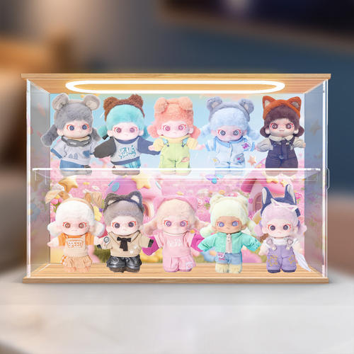 适用DORA自在系列盲盒挂件搪胶毛绒手办模型亚克力展示盒