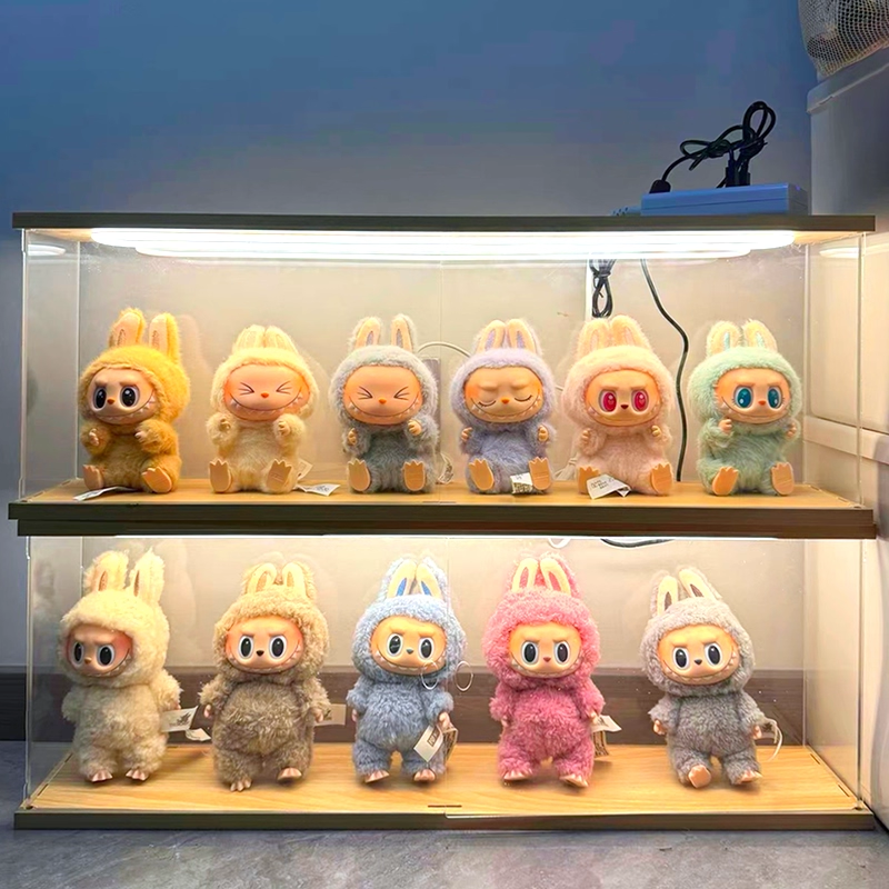 带灯亚克力展示盒透明手办动漫模型摆件展示乐高玩具积木收纳防尘