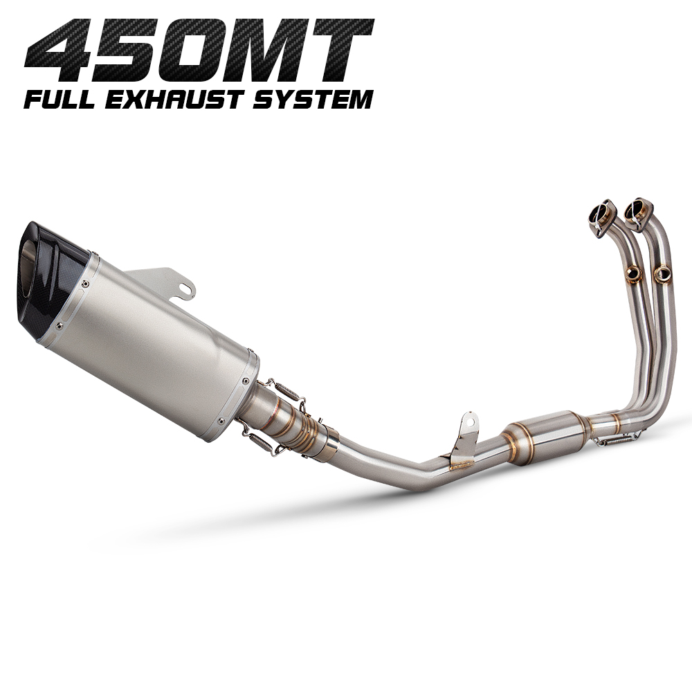 适用于春风450MT中前段 M12阶梯碳头尾段 摩托车排气管改装 51MM