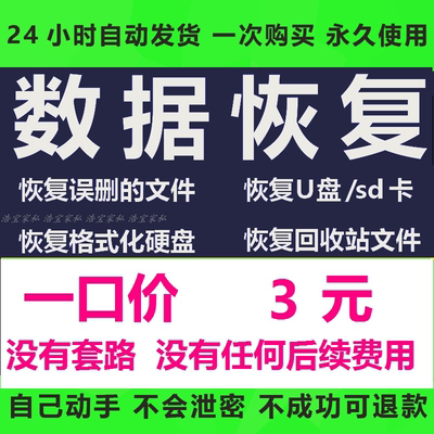 电脑站卡SD卡U盘提示嗨格式化移动硬盘数据恢复软件会员工具