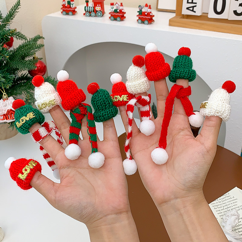 圣诞节酒瓶迷你圣诞帽围脖2025新款手工针织小号装饰配饰搞怪造型