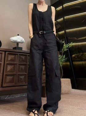 28071好看夏季时尚老钱风松弛显瘦宽松连体裤今年痞帅炸街风女装