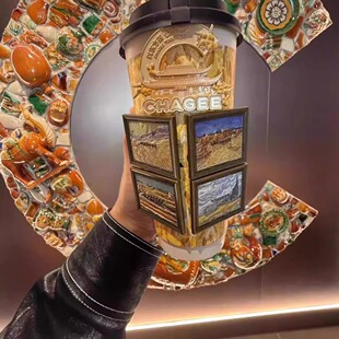 霸王茶姬周边四大油画冰箱贴福建地区限定周边高颜值磁吸文创礼物