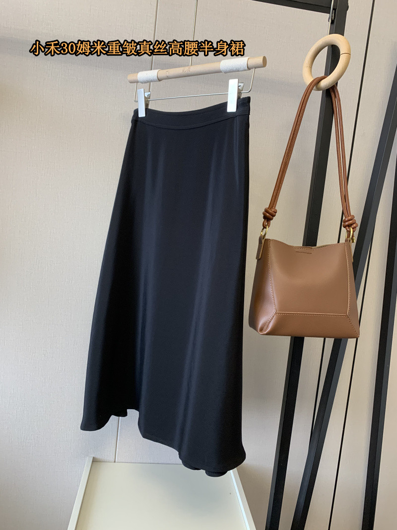 小禾30姆米重皱真丝高腰半身裙
