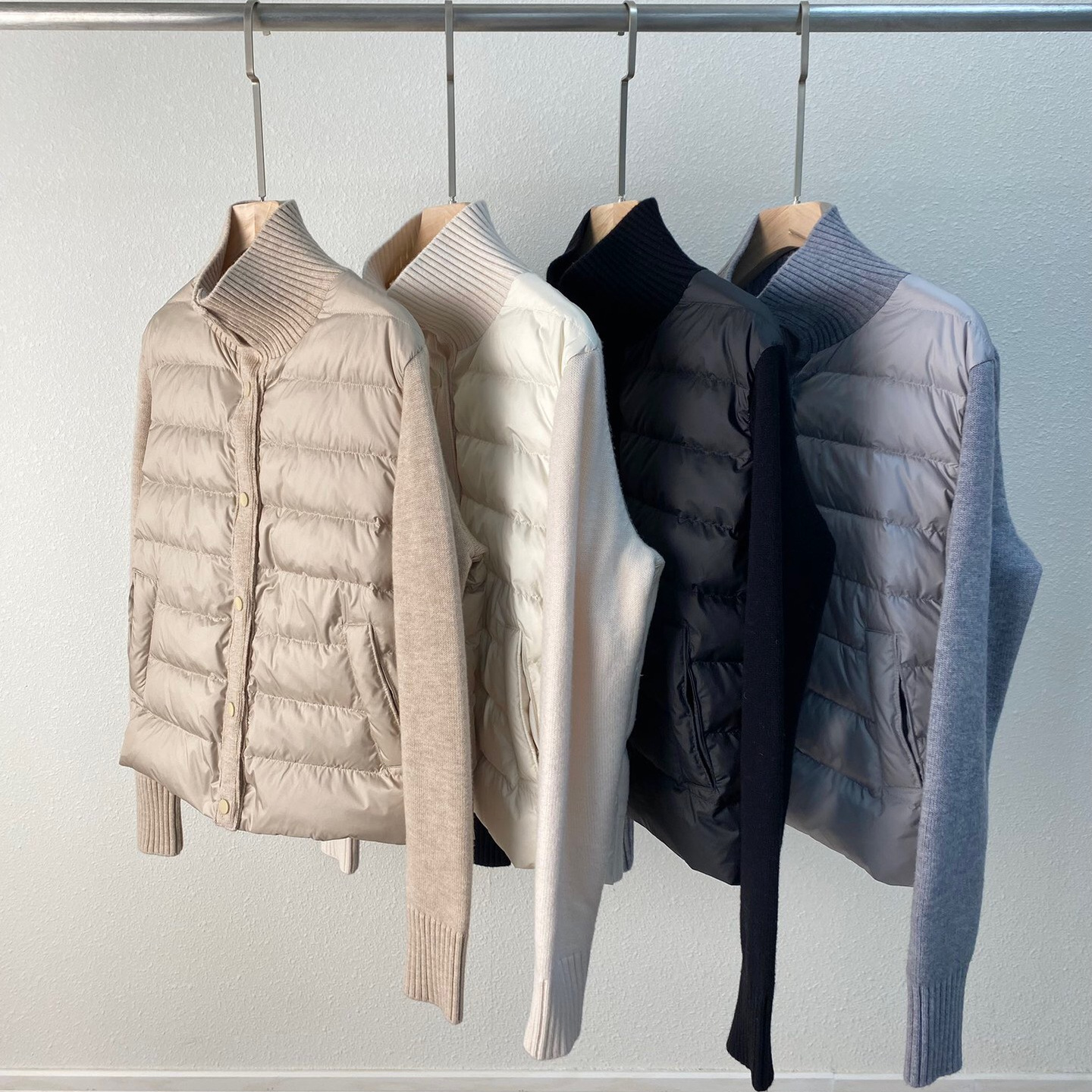 LA小众款90白鹅绒实穿百搭短款设计羊毛拼接立领鹅绒服秋冬外套