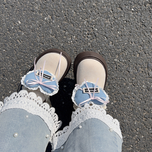 原创小众设计爱心蕾丝单鞋女厚底增高乐福鞋JK制服鞋显脚小