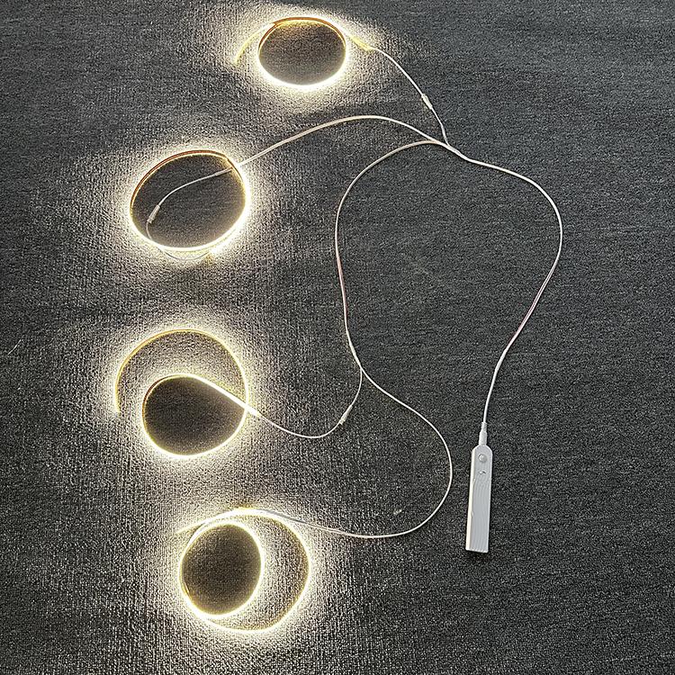 充电人体感应led灯带并联超薄层板灯手办柜灯明装粘贴免焊接灯条