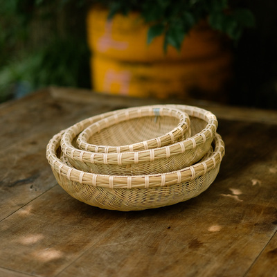 竹筐纯手工竹青编制竹篮子