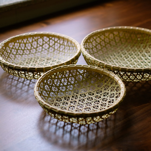 高品质纯手工竹编制品 精编竹筐厨房超市水果蔬菜收纳篮 馒头竹筐