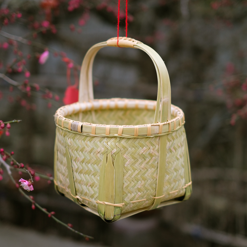 老手艺人纯手工精品竹编篮子筐子