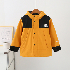 2025秋冬款男女童儿童中大童拼色连帽户外加绒冲锋衣外套