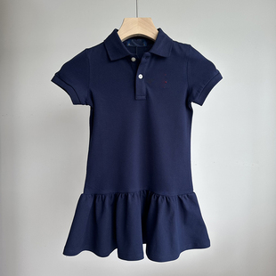 2026夏季新款儿童休闲polo领短袖连衣裙女童荷叶边翻领裙