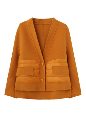 【玉米专享】序篇大衣XPYM65522双面羊毛拼接羽绒短款上衣65522