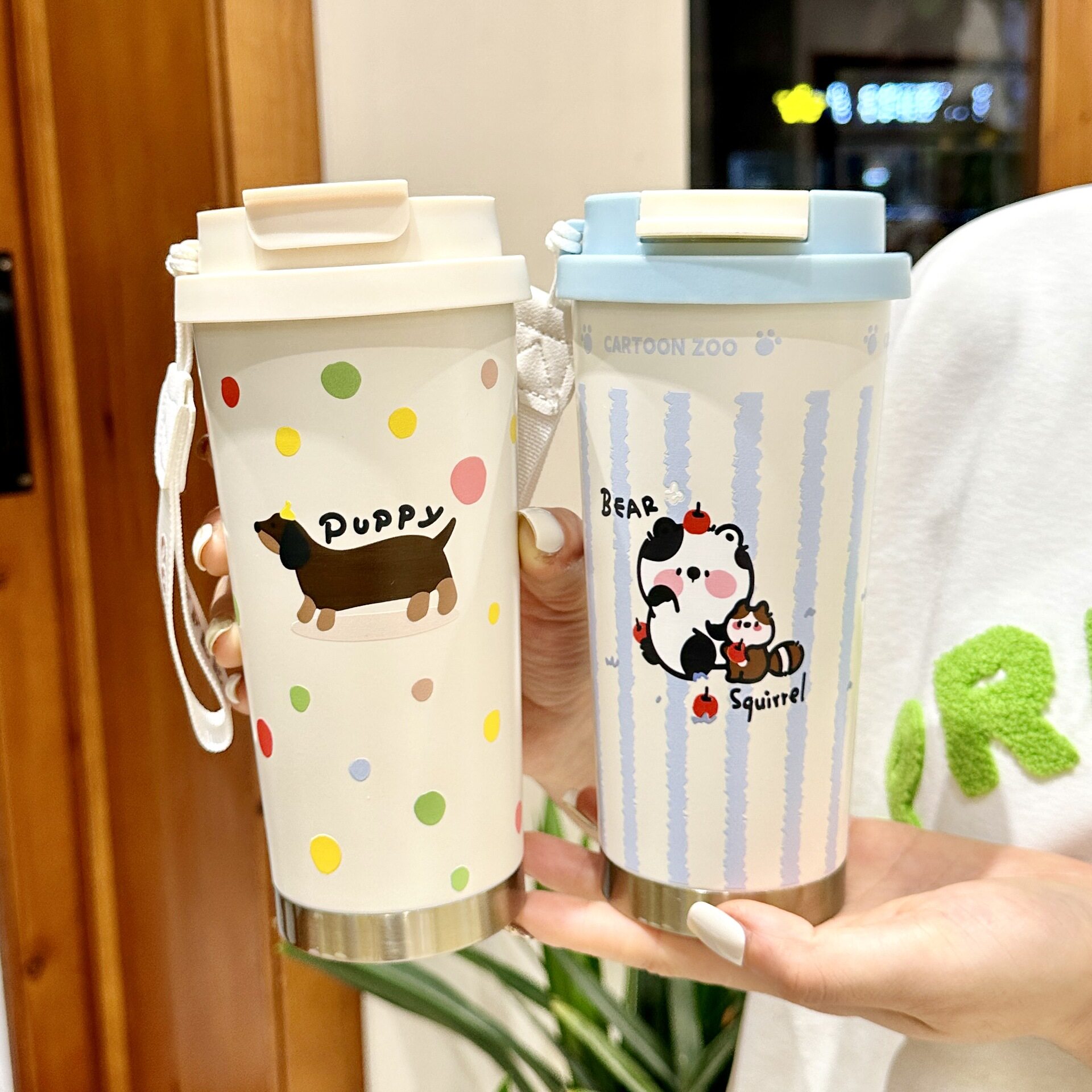 高颜值咖啡保温杯新款2024双饮水杯女生大容量夏季带吸管随行杯子