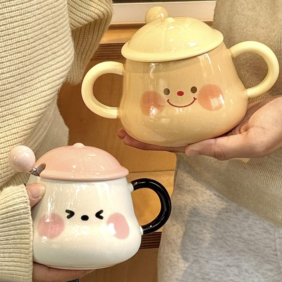 可爱ins风大耳朵陶瓷马克杯带盖带勺送男女生闺蜜情侣礼物实用型