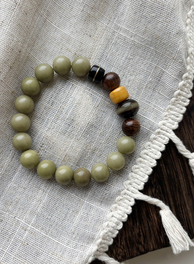 天然阿拉善花梨木玛瑙串珠手串