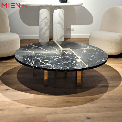 金属饰条镶嵌大理石茶几