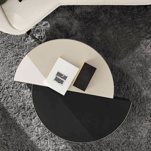 SHIELDS圆形意式黑白对半圆茶几