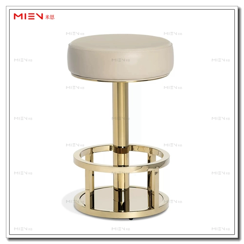 Пост -Модерный легкий роскошный кожаный бар -стул Накаджима Такама кафе кофе из нержавеющей стали из нержавеющей стали металлическое круговое столовое бар батон