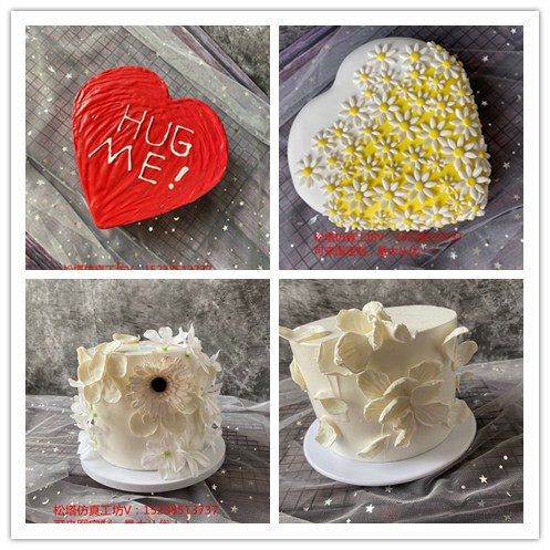 仿真蛋糕模具影楼拍摄道具ins风纯色花瓣假蛋糕小红书同款橱窗样