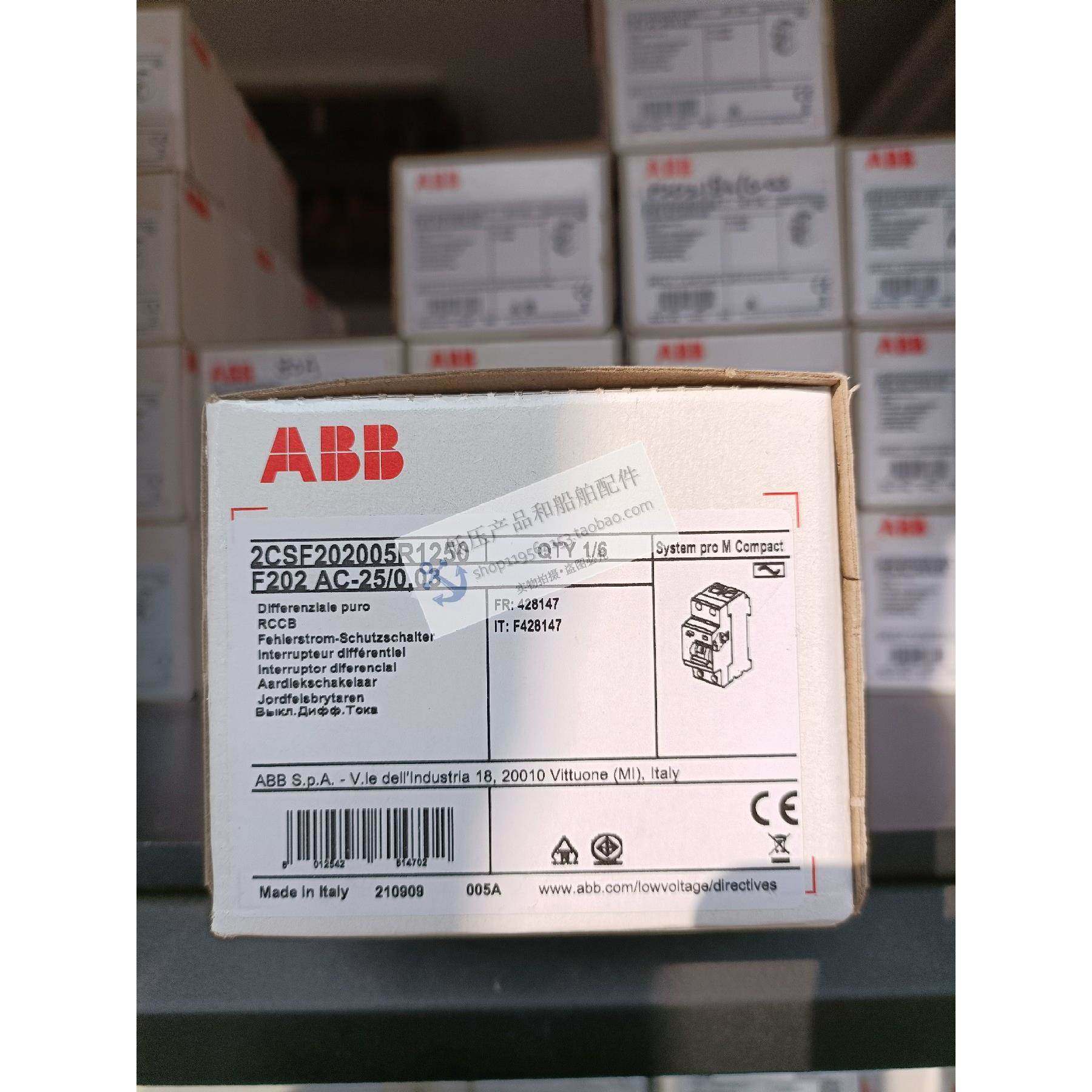 询价全新原装正品ABB漏电保护器 F202 AC-25/0.03，2CSF202001R12