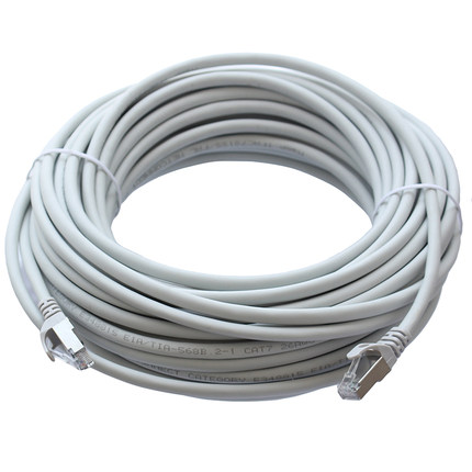 7类SSTP高速网线26 AWG 8芯8股全铜米色路由器网线成品家用