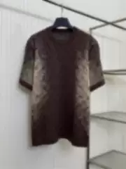 Knitted Short-Sleeve 2026 Spring/Summer New Fashion Jacquard with Gradient Pattern on Both Sides, Versatile Loose T-Shirt, Unisex