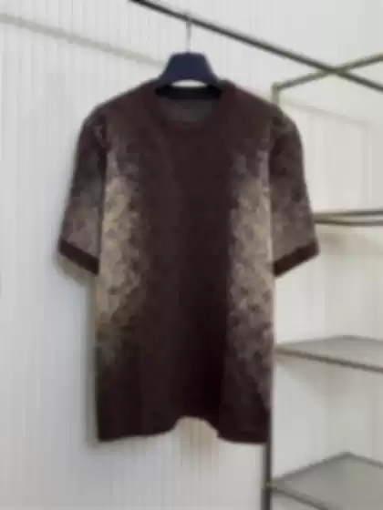Knitted Short-Sleeve 2026 Spring/Summer New Fashion Jacquard with Gradient Pattern on Both Sides, Versatile Loose T-Shirt, Unisex