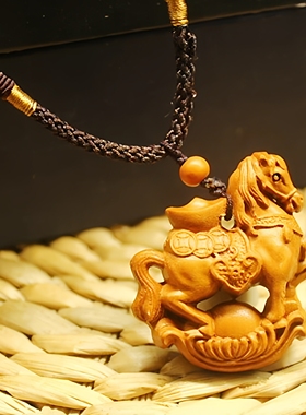 桃木生肖马吊坠属马上发财钥匙扣