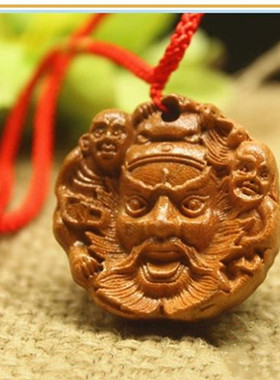 桃木钟馗吊坠天师项链钥匙扣挂件