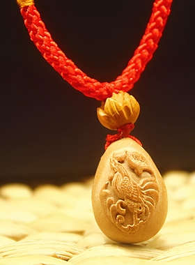 桃木生肖鸡吊坠属鸡吉祥物平安牌